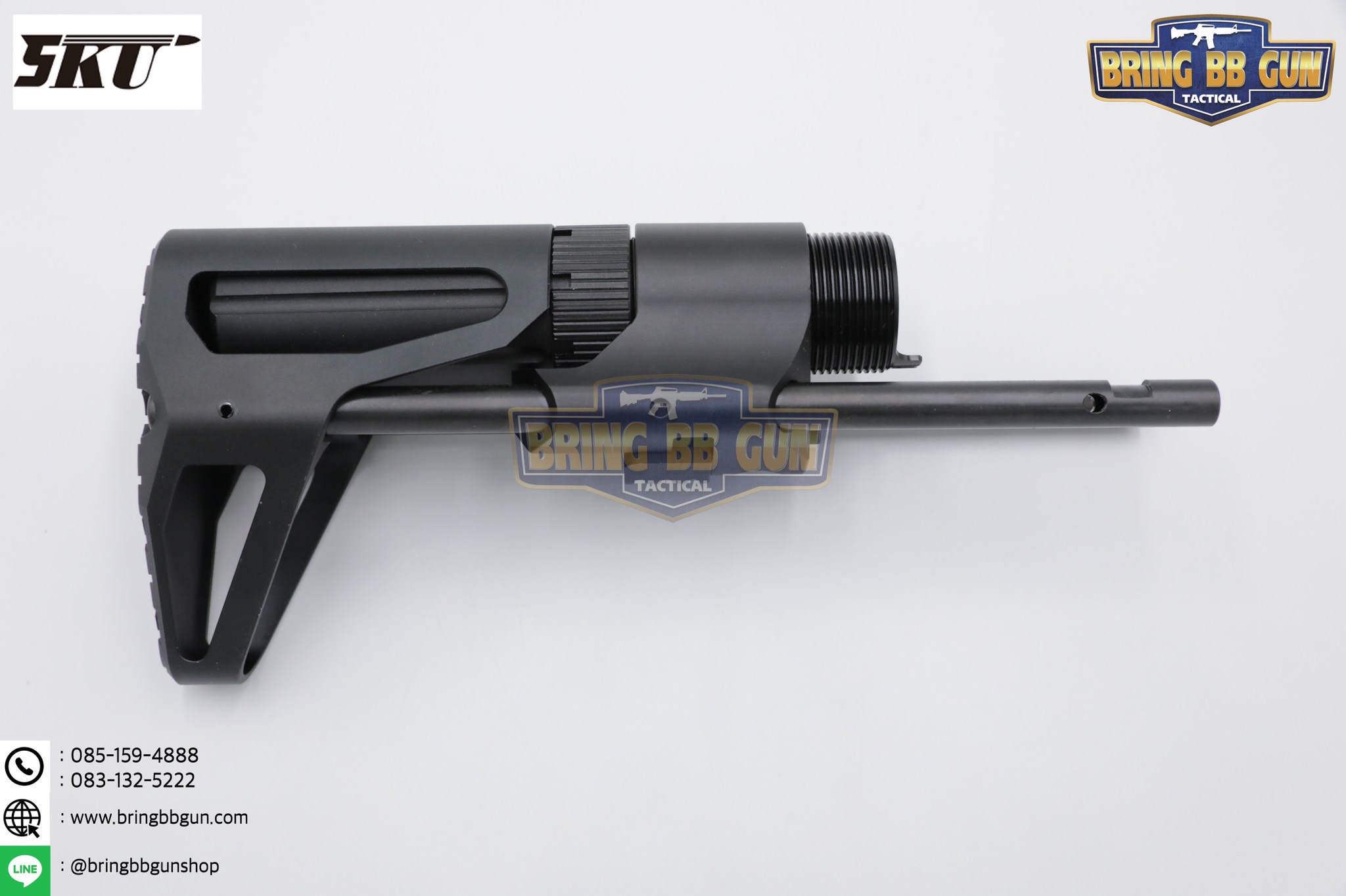 พานท้าย PDW RETRACTABLE ยี่ห้อ 5KU (พานท้าย PDW สำหรับปืนระบบแก็สที่มีลุกบัฟเฟอร์-สปริงบัฟเฟอร์)