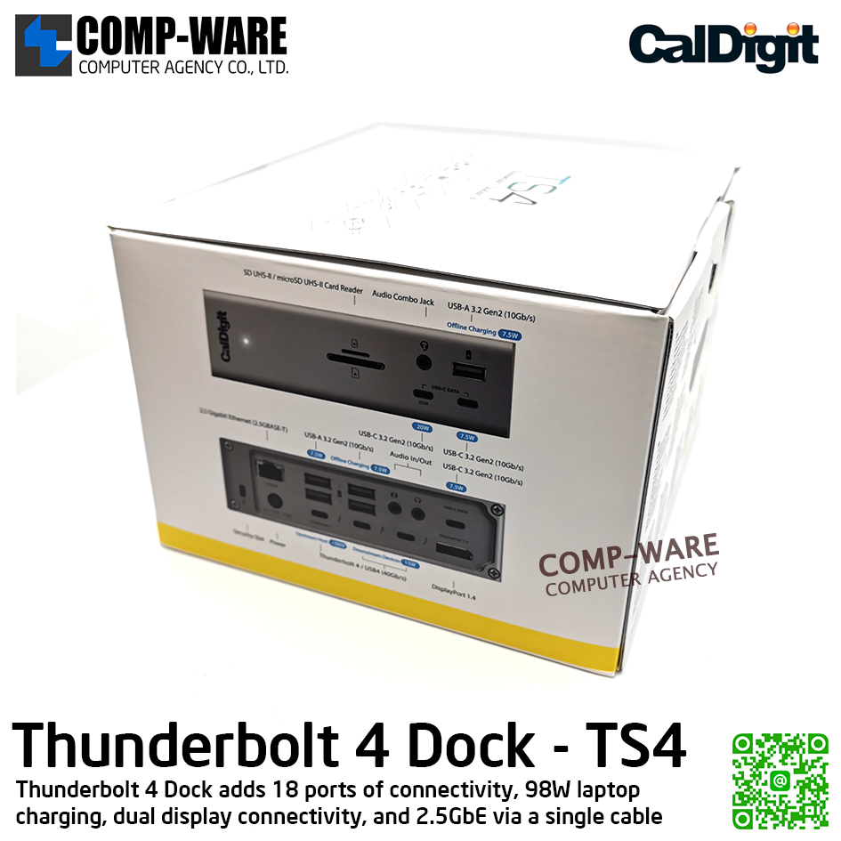 CalDigit Thunderbolt Station 4 (18 Ports of Extreme Connectivity) TS4 (Space Gray Color) รับประกัน 1 ปี
