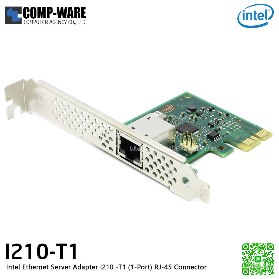 Intel Ethernet Server Adapter I210-T1 (1-Port) RJ-45 Connector เหมาะสำหรับ Server/Workstation , รับประกัน 3ปี