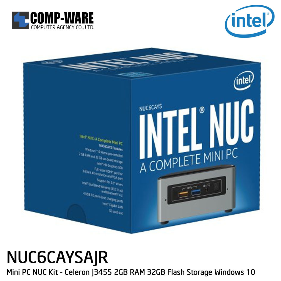Intel NUC6CAYSAJR Mini PC NUC Kit - Celeron J3455 2GB RAM 32GB Flash Storage Windows 10