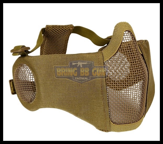 หน้ากากตะแกรงครึ่งหน้า รุ่นแก้มผ้ามีที่ปิดหู