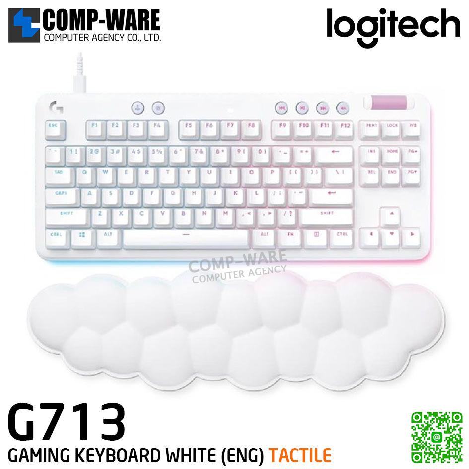 Logitech G713 GAMING KEYBOARD WHITE (คีย์ ENG) (TACTILE) - 2Y Warranty - 920-010427