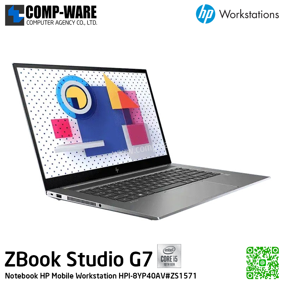 HP Mobile Workstation ZBook Studio G7 - Intel Core i5-10400H / 16GB DDR4 / 256GB PCIe NVMe / NVIDIA Quadro T1000 (4GB) / Intel Wi-Fi 6 + Bluetooth / 15.6inch FHD (1920x1080) / Windows 10 Pro / 3Years On-site