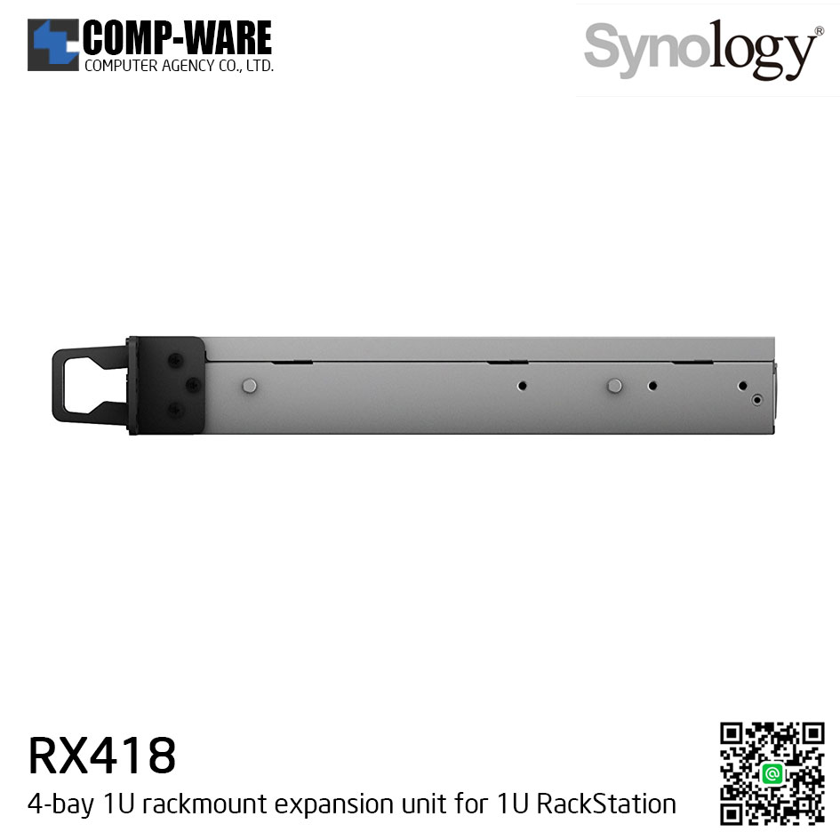 Synology Expansion Unit (1U 4-Bay) RX418 / Rail Kit RKS-02 / No HDD / 3 Year Warranty