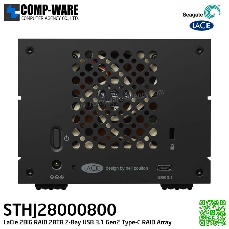Seagate LaCie 2BIG RAID 28TB 2-Bay USB 3.1 Gen2 Type-C RAID Array With Rescue Data Recovery Service - STHJ28000800