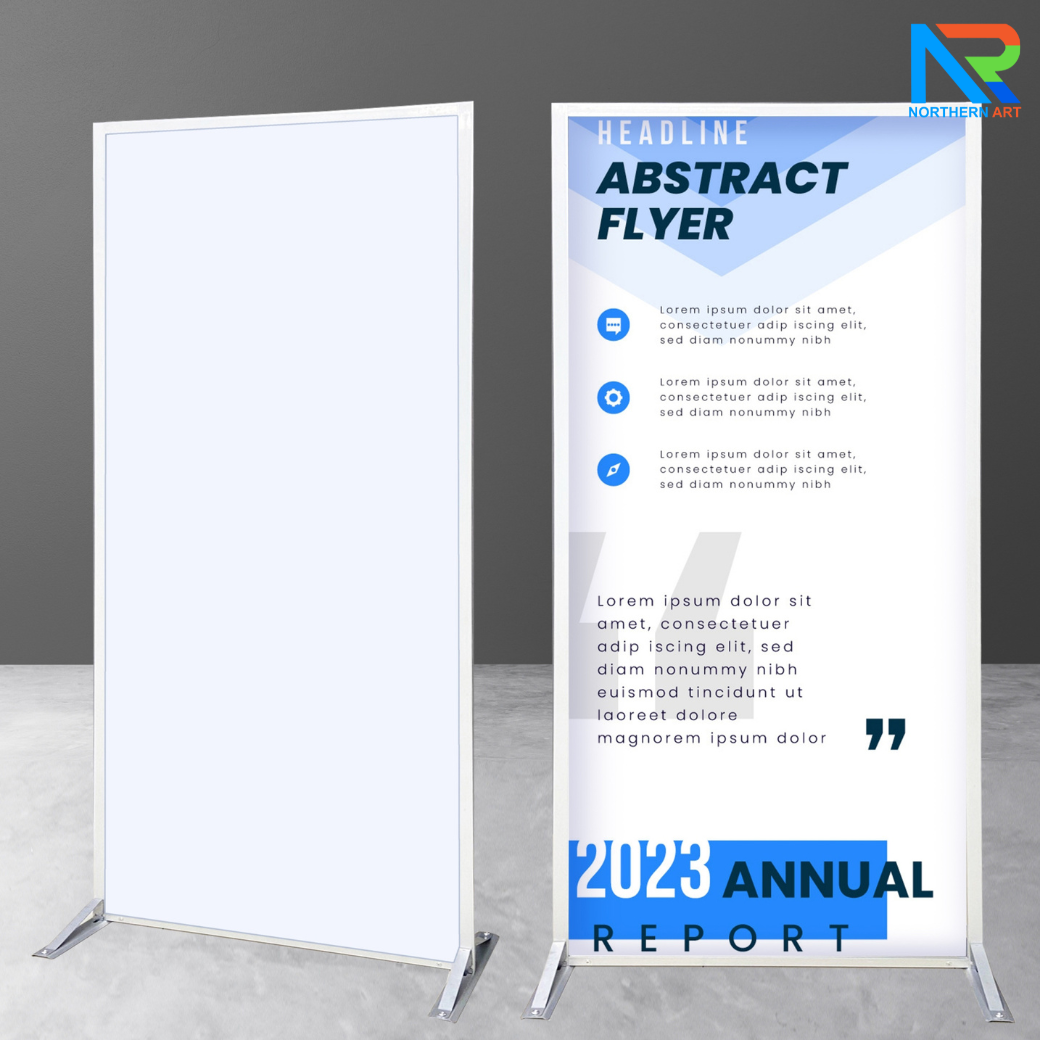 เช่าบอร์ดนิทรรศการ แบบตั้งเดี่ยว ขนาด (W)100 x (H)200 cm. พร้อมขาตั้ง โครงอะลูมิเนียม ถอดประกอบได้