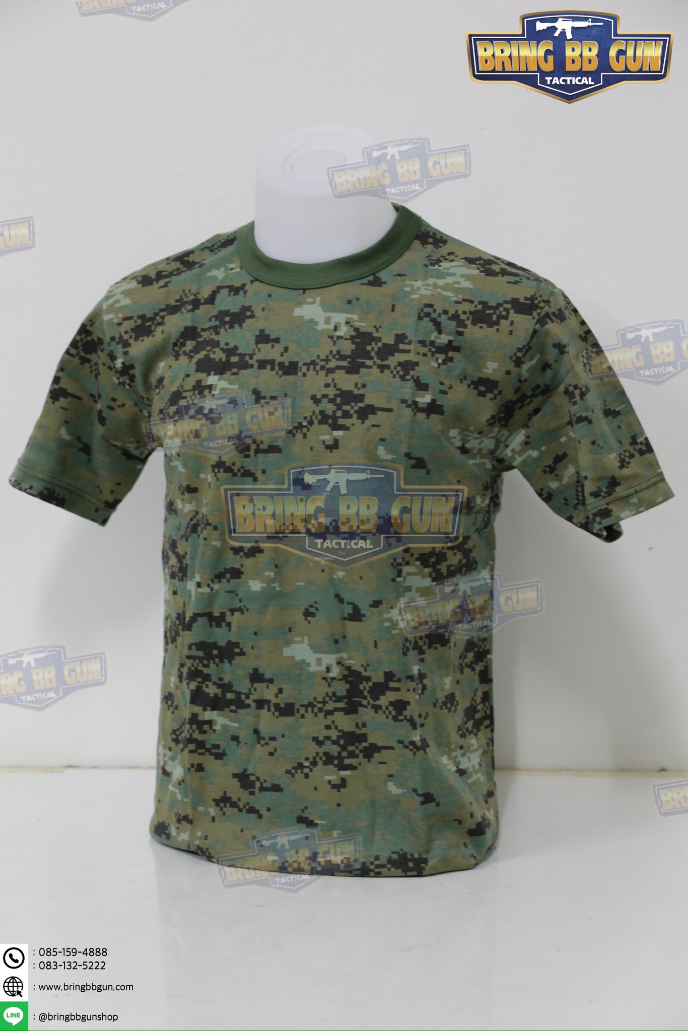 เสื้อยืดคอกลมลายพราง พิมพ์ลาย3D ผ้า TC