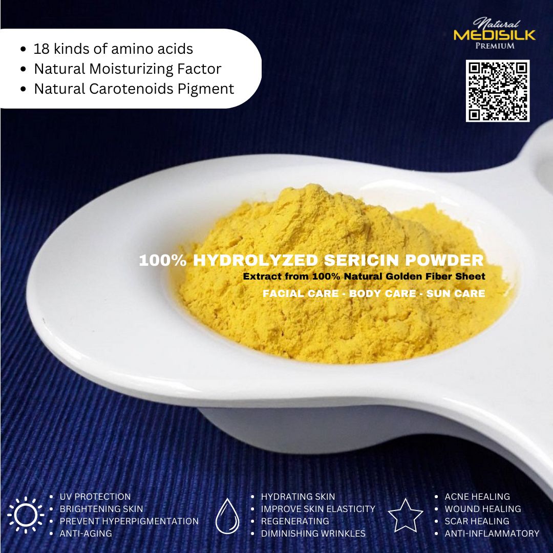 100% Natural Thai Golden Silk Sericin Powder ผงโปรตีนไหมเซริซิน