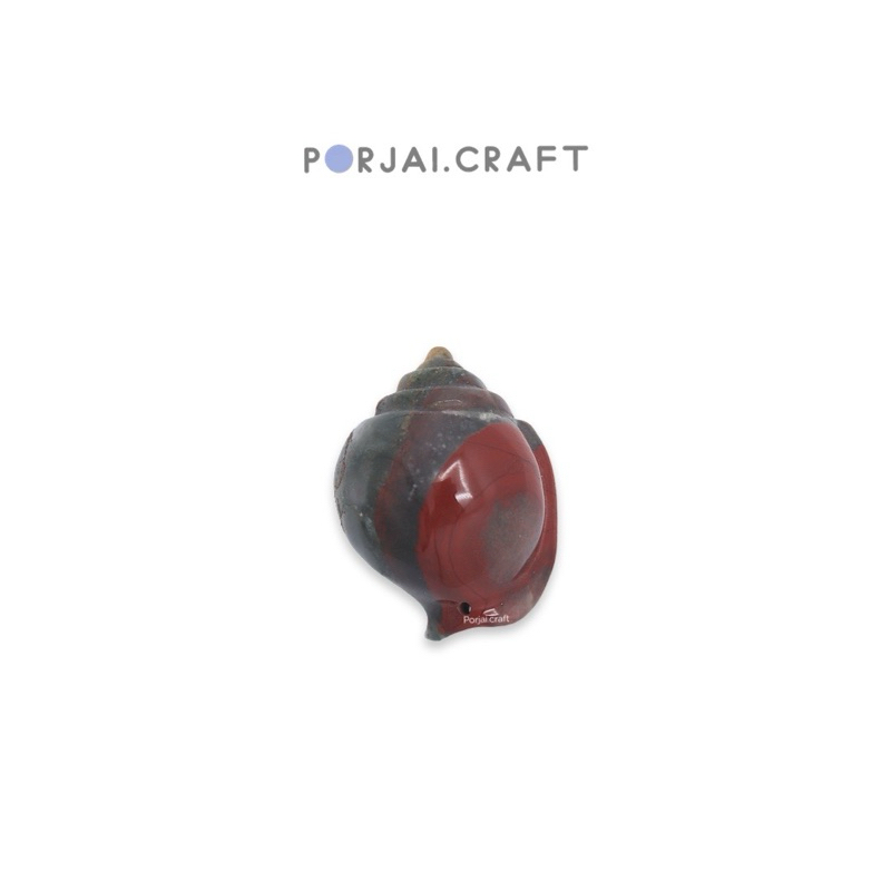 African Blood Stone Conch Shell Carving แอฟริกันบลัดสโตนแกะสลักรูปหอย 38mm