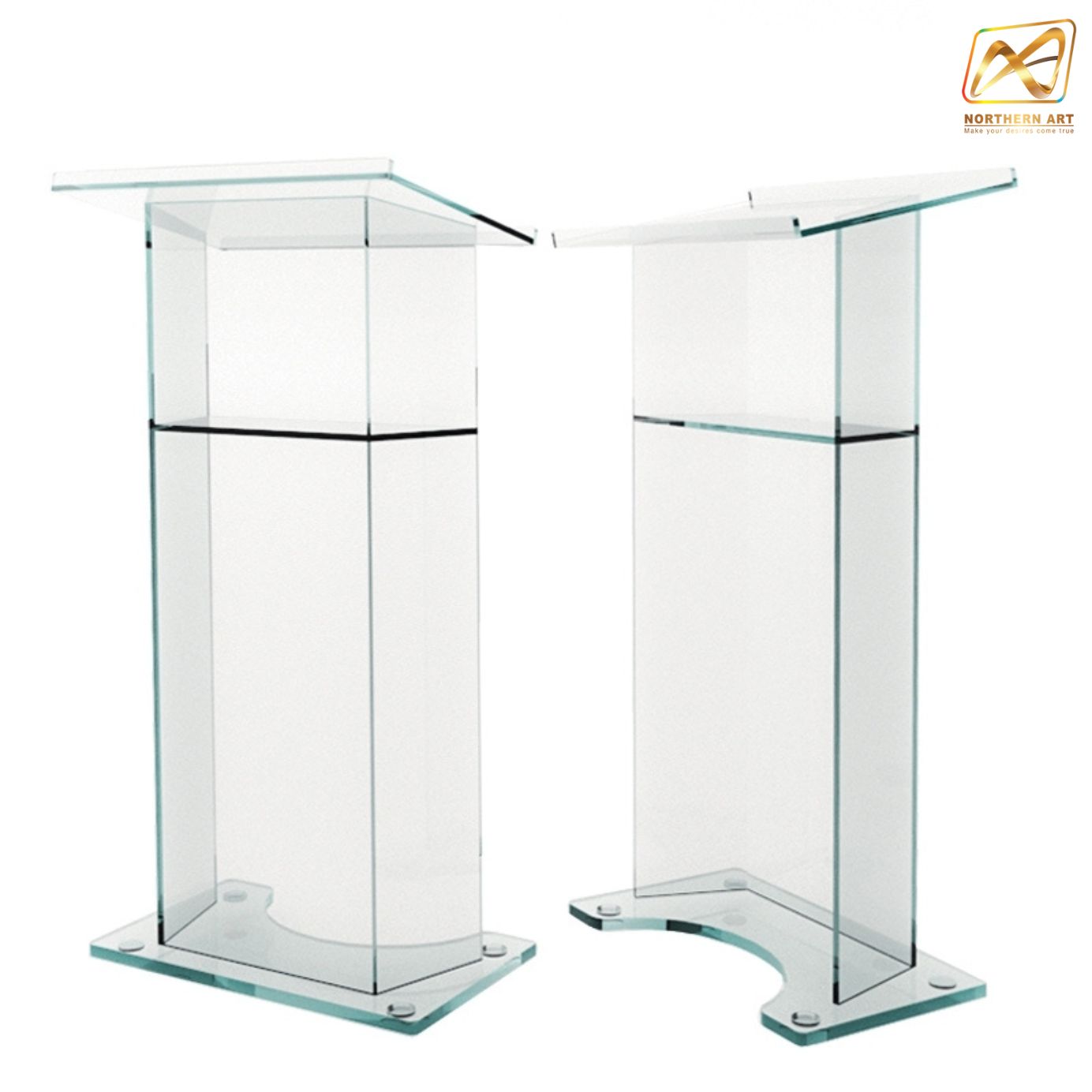 โพเดียม อะคริลิคใส AC-01 ขนาด(W)60 x (L)40 x (H)120 cm. TOP เอียงพร้อมกันตก วัสดุอะคริลิคใส หนา 10-20 มม.