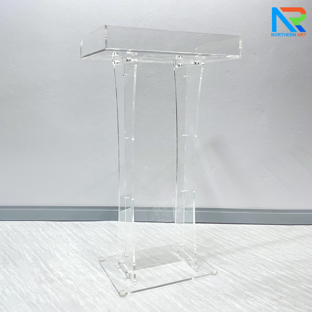 โพเดียม อะคริลิคใส ขนาด(W)60 x (L)42 x (H)109 cm. TOP ตรงพร้อมกันตก 3 ด้าน วัสดุอะคริลิคใส หนา 9.5 มม.