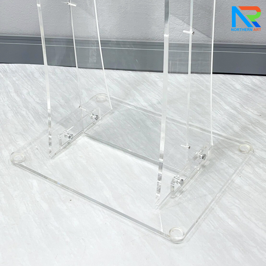 โพเดียม อะคริลิคใส ขนาด(W)60 x (L)42 x (H)109 cm. TOP ตรงพร้อมกันตก 3 ด้าน วัสดุอะคริลิคใส หนา 9.5 มม.