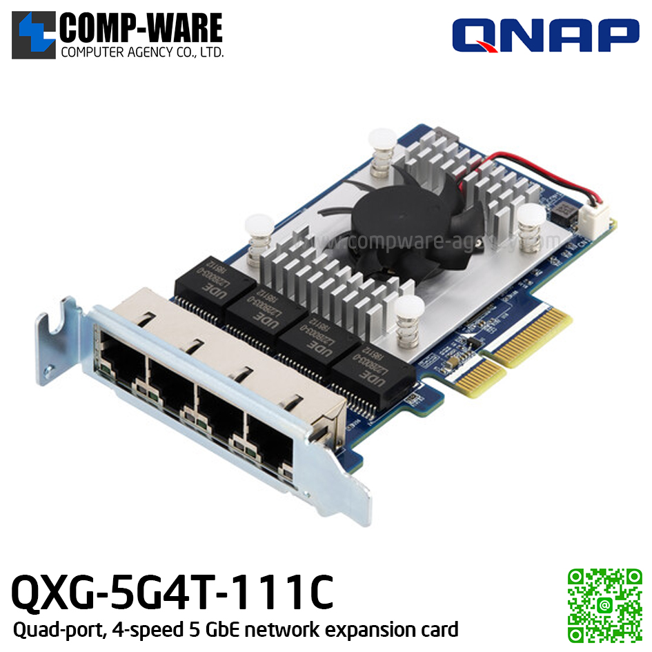 QNAP QXG-5G4T-111C Quad-port, 4-speed 5 GbE network expansion card - Spare Part - 2Y Warranty