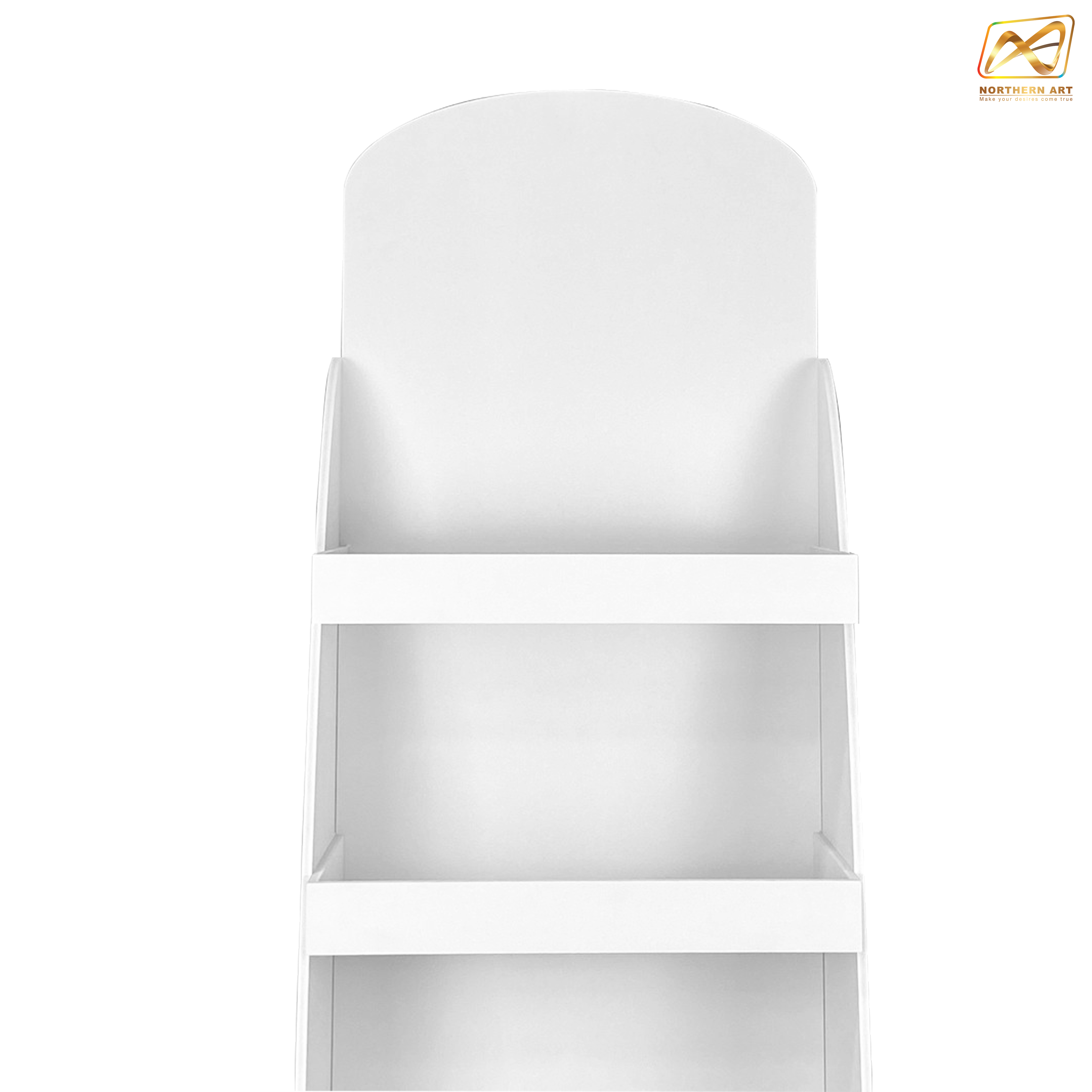 ชั้นวางสินค้าพลาสวูด 4 ชั้น ขนาด (W)44 x (D)25 x (H)150 ซม. พร้อมงานพิมพ์ พลาสวูดหนา 8 มม.