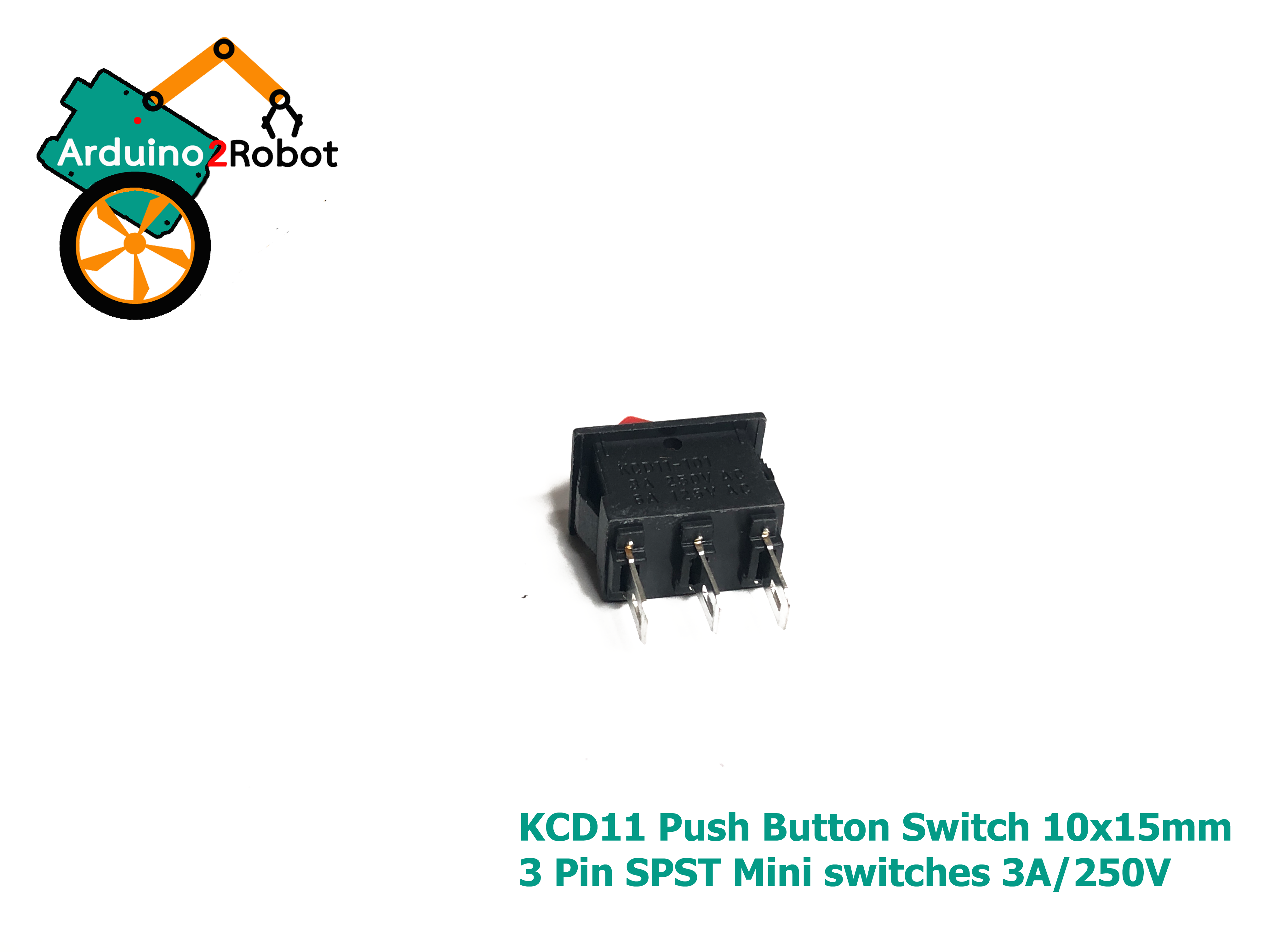 KCD11 Push Button Switch สีแดง 10x15mm 3 Pin SPST Mini switches 6A/125V 3A/250V Snap-in ON-OFF