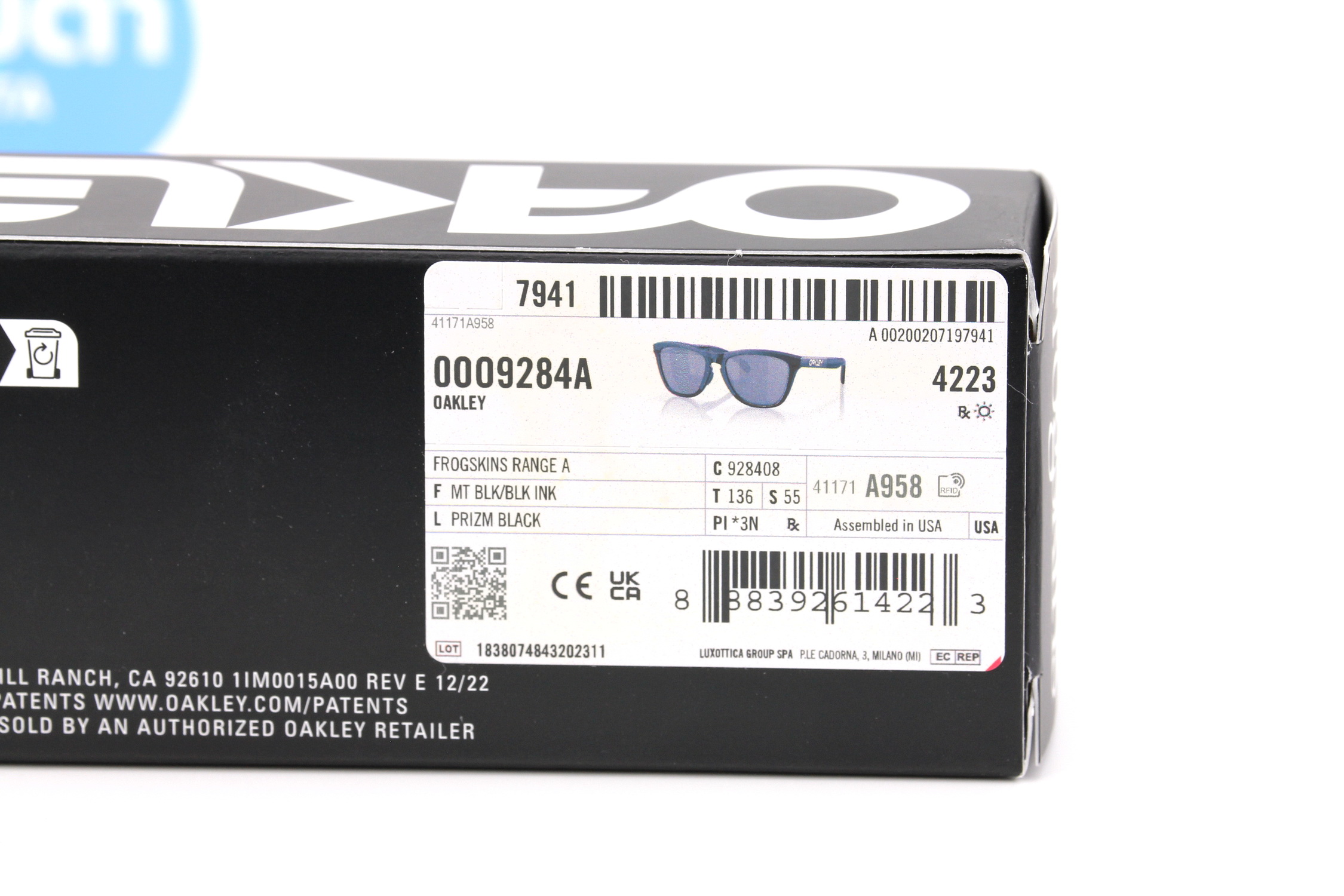 Oakley Frogskins Range A Prizm Black / Matte Black-Black Ink SKU#OO9284A-08