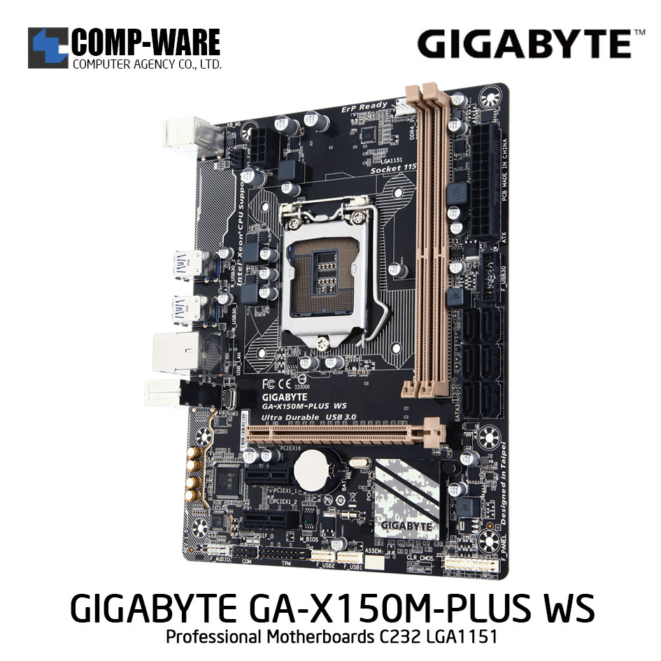 GIGABYTE GA-X150M-PLUS WS Professional Motherboards - C232 - Single socket board Support Xeon E3-1200 V5/V6 family