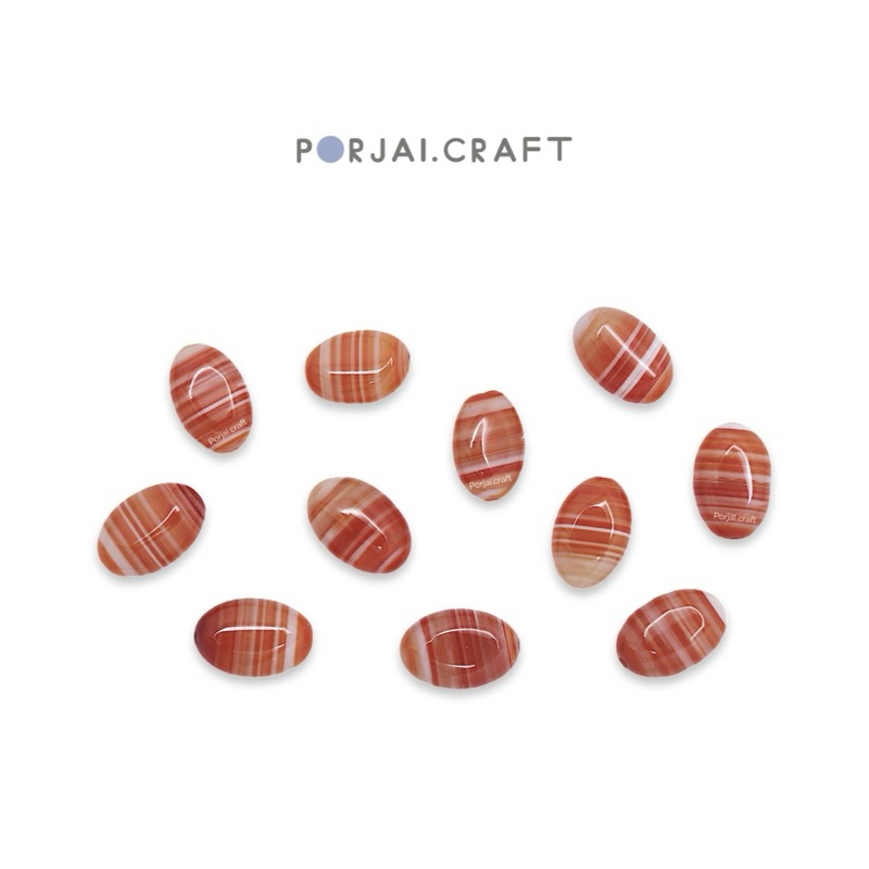 Orange Tibetan Agate Oval Bead Heat-treated ลูกปัดอาเกต 11mm