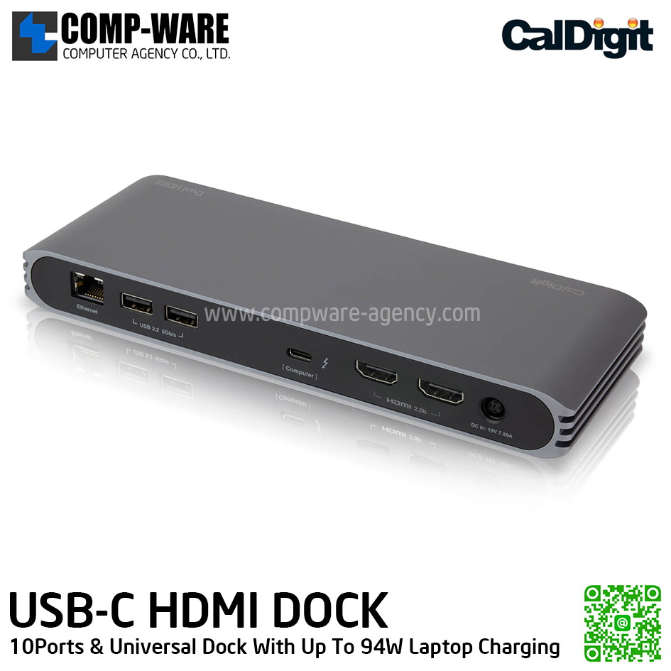 CalDigit USB-C HDMI DOCK - 10Ports & Universal Dock With Up To 94W Laptop Charging รับประกัน 1 ปี