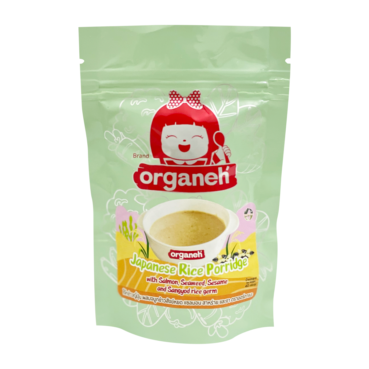 โจ๊กข้าวญี่ปุ่น จมูกข้าวสังข์หยด แซลมอน งา สาหร่าย