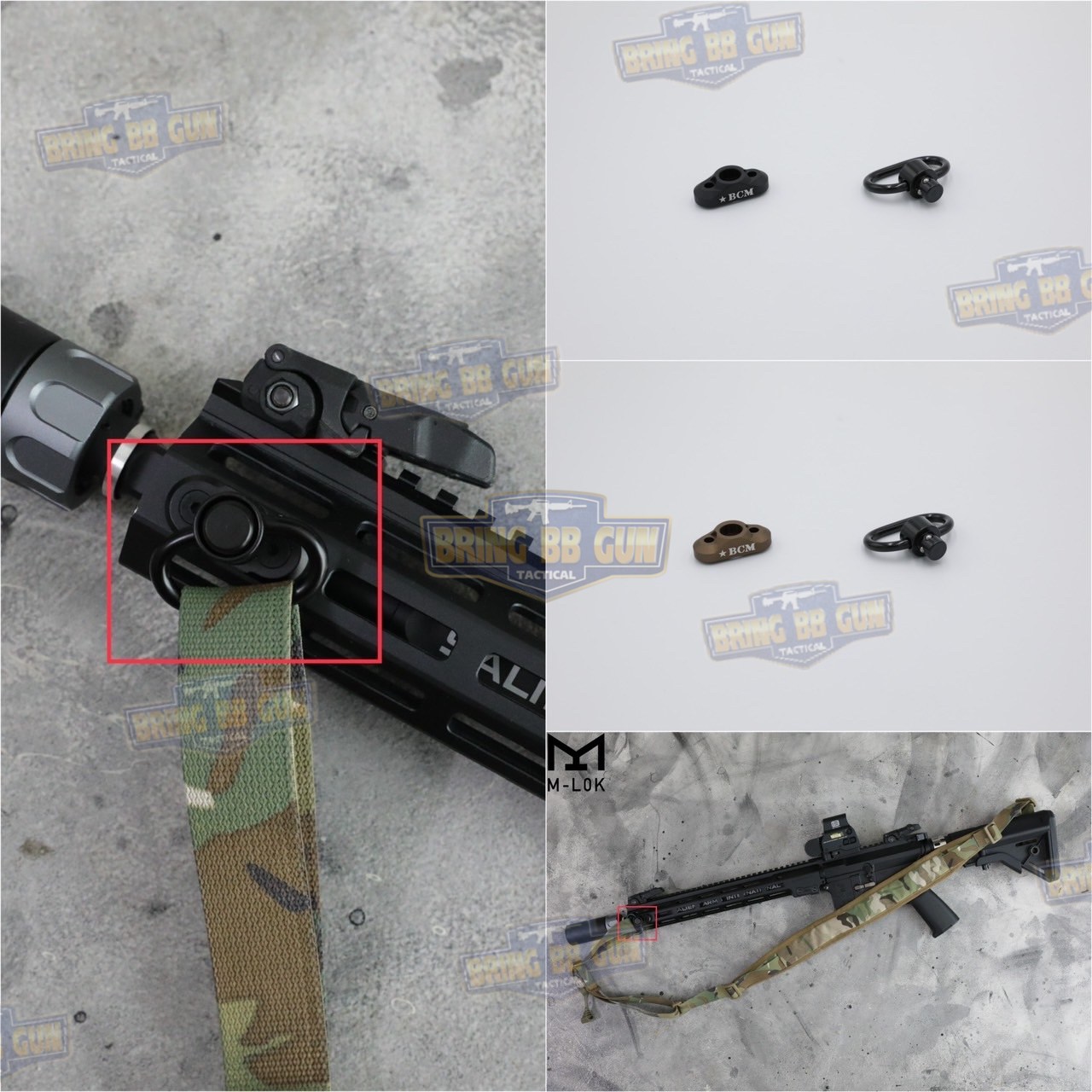 แป้นหูกวินจับราง M-Lok + หูกวิน BCM (ชุดหูกระวินปลดไว ราง M-Lok) (System Quick Demolition) (ใช้ได้กับชุดหน้าระบบราง M-Lok เท่านั้น)