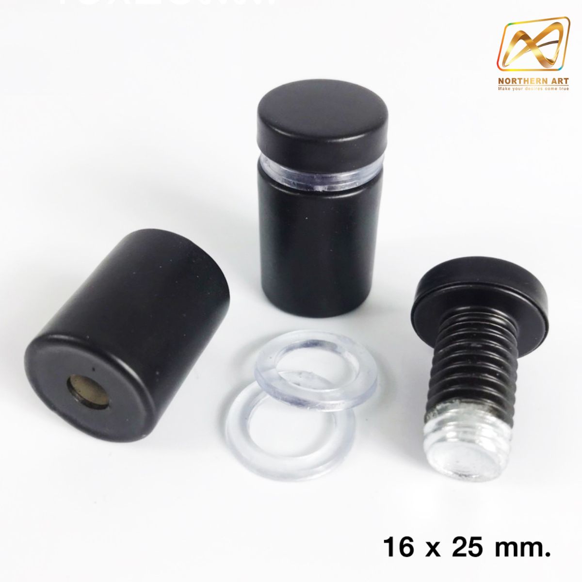 หมุดลอยสแตนเลส สีดำ ยึดกรอบภาพอะคริลิค หรือหมุดยึดกระจก (สั่งขั้นต่ำ 12 อัน)