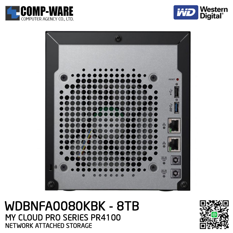WD 8TB My Cloud Pro Series PR4100 4-Bay Network Attached Storage - WDBNFA0080KBK-SESN