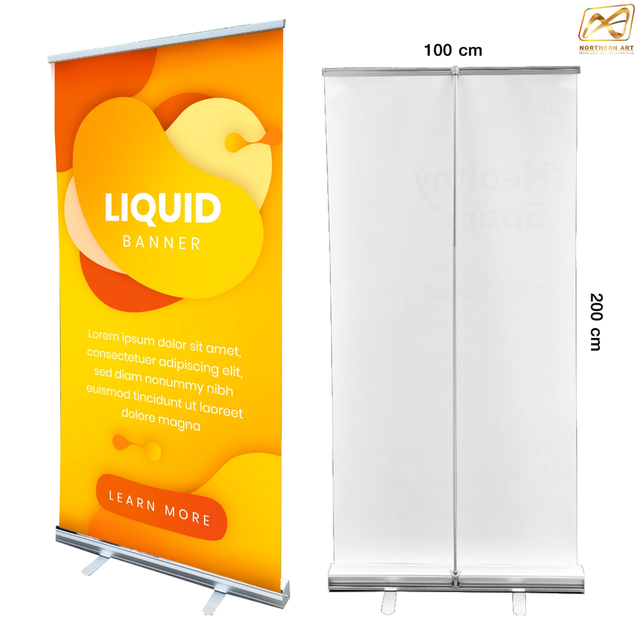 ROLL UP โรลอัพ รุ่น A PLUS ขนาด 100x200 ซม. โครงสร้างอะลูมิเนียมอย่างดี แข็งแรง ทนทาน ม้วนเก็บได้ พกพาสะดวก