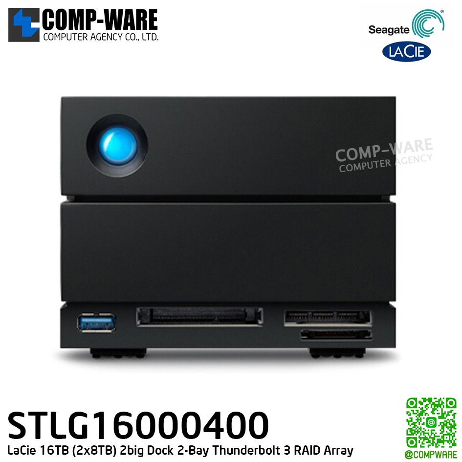 Seagate LaCie 16TB (2x8TB) 2big Dock 2-Bay Thunderbolt 3 RAID Array (Black) - STLG16000400