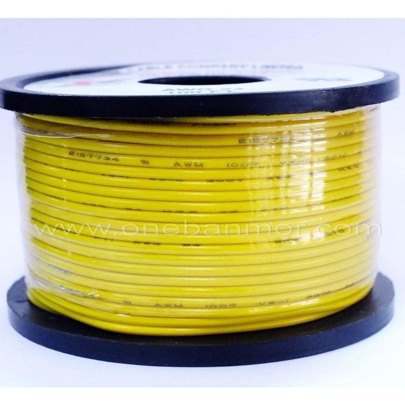 สายไฟคุณภาพดี ขนาด AWG 24 100ฟุต สีเหลือง