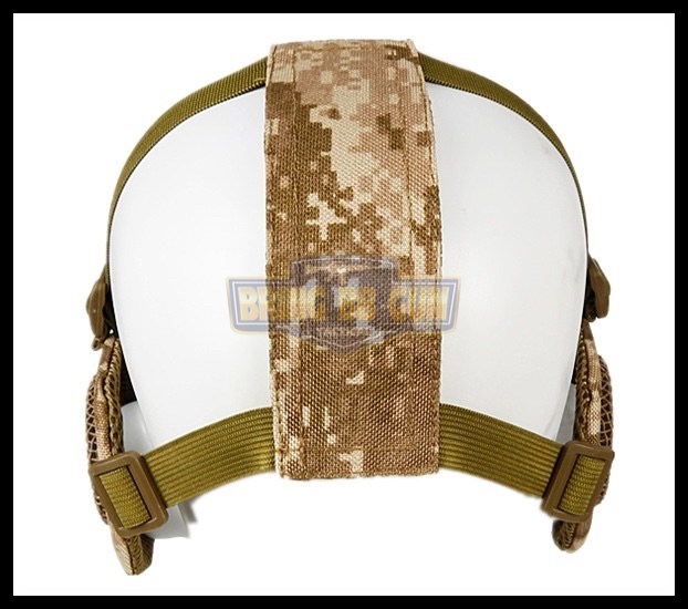 หน้ากากตะแกรงครึ่งหน้า รุ่นแก้มผ้ามีที่ปิดหู