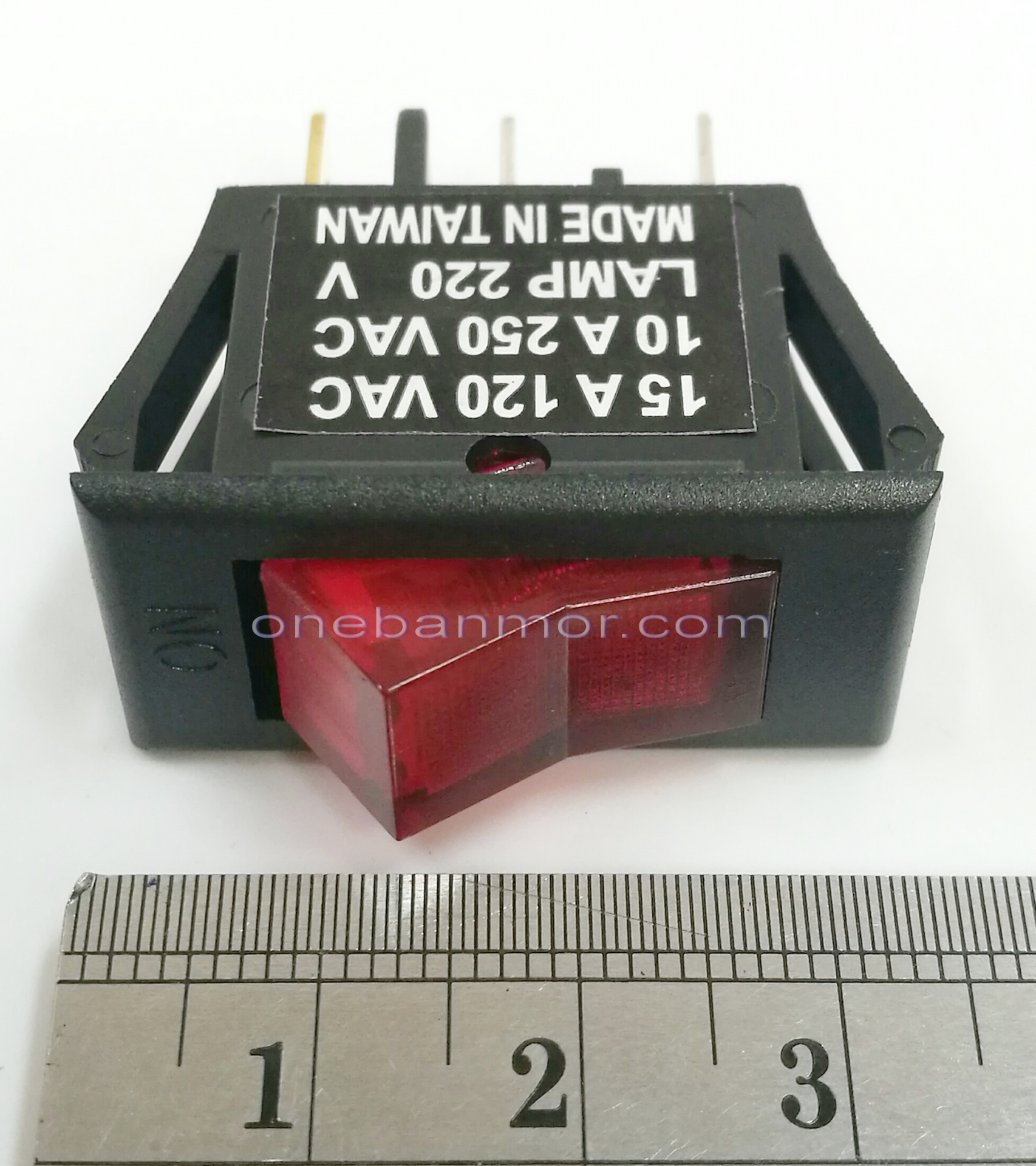 Switch AC ตัวกลางคุณภาพดีจากไต้หวัน สีแดง 10A - 250V