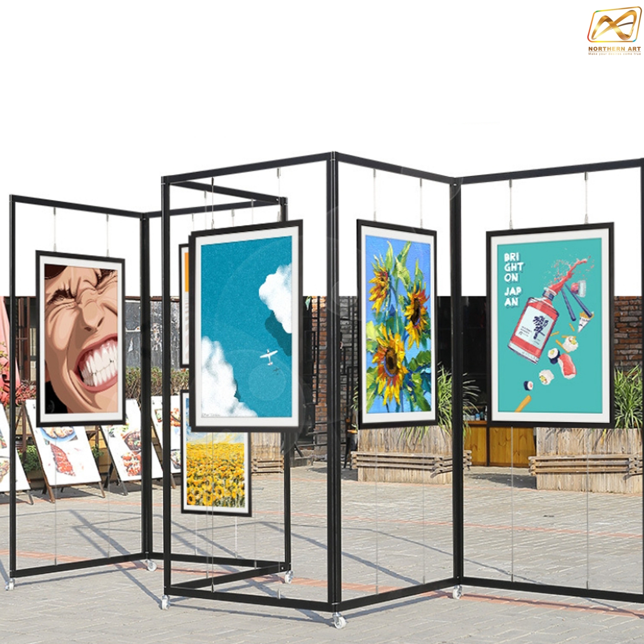 บอร์ดนิทรรศการ พร้อมชุดสลิง 2 ขอ รุ่น DOUBLE SIDED ขนาด(W)100 x (W)200 cm. สามารถแขวนภาพได้ 2 ด้าน 4 ภาพ บน 2 ภาพ-ล่าง 2 ภาพ ถอดประกอบได้