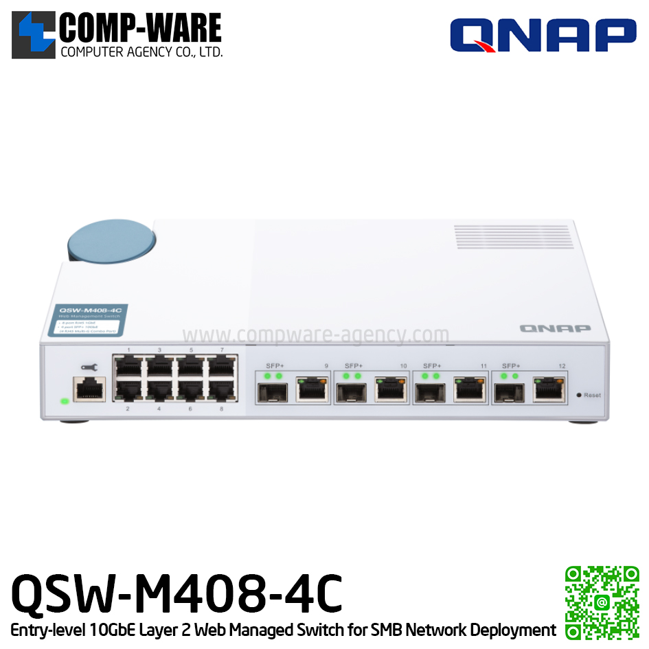 QNAP QSW-M408-4C Entry-level 10GbE Layer 2 Web Managed Switch for SMB Network Deployment