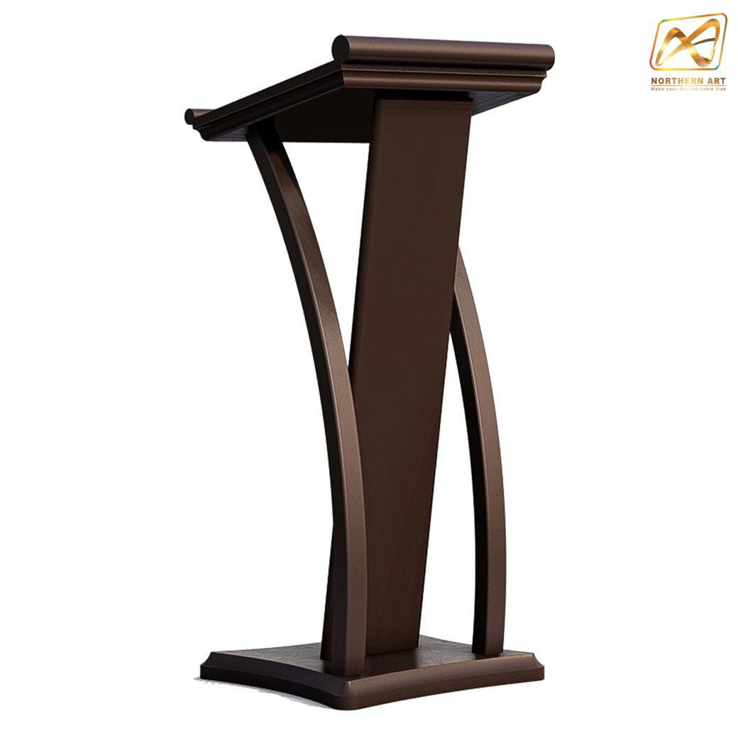 โพเดียมไม้ ขนาดTOP (W) 45 x (L) 50 cm.สูง 120 ซม.ตกแต่งไม้โค้งด้านข้าง สวยคลาสสิค พร้อมจัดส่งทั่วไทย