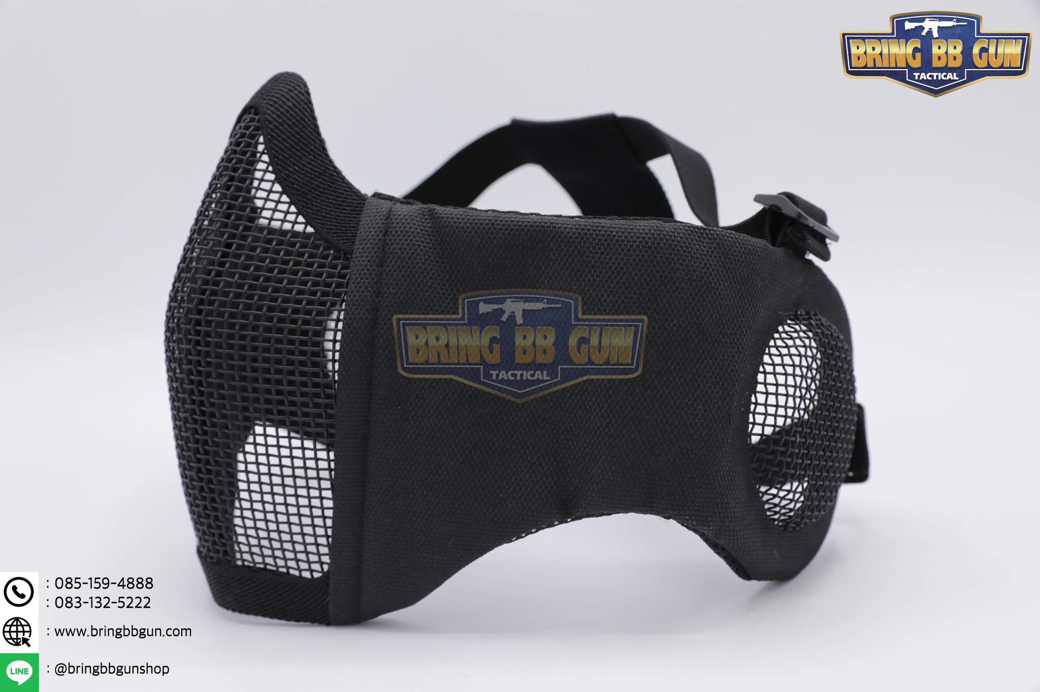 หน้ากากตะแกรงครึ่งหน้า รุ่นแก้มผ้ามีที่ปิดหู