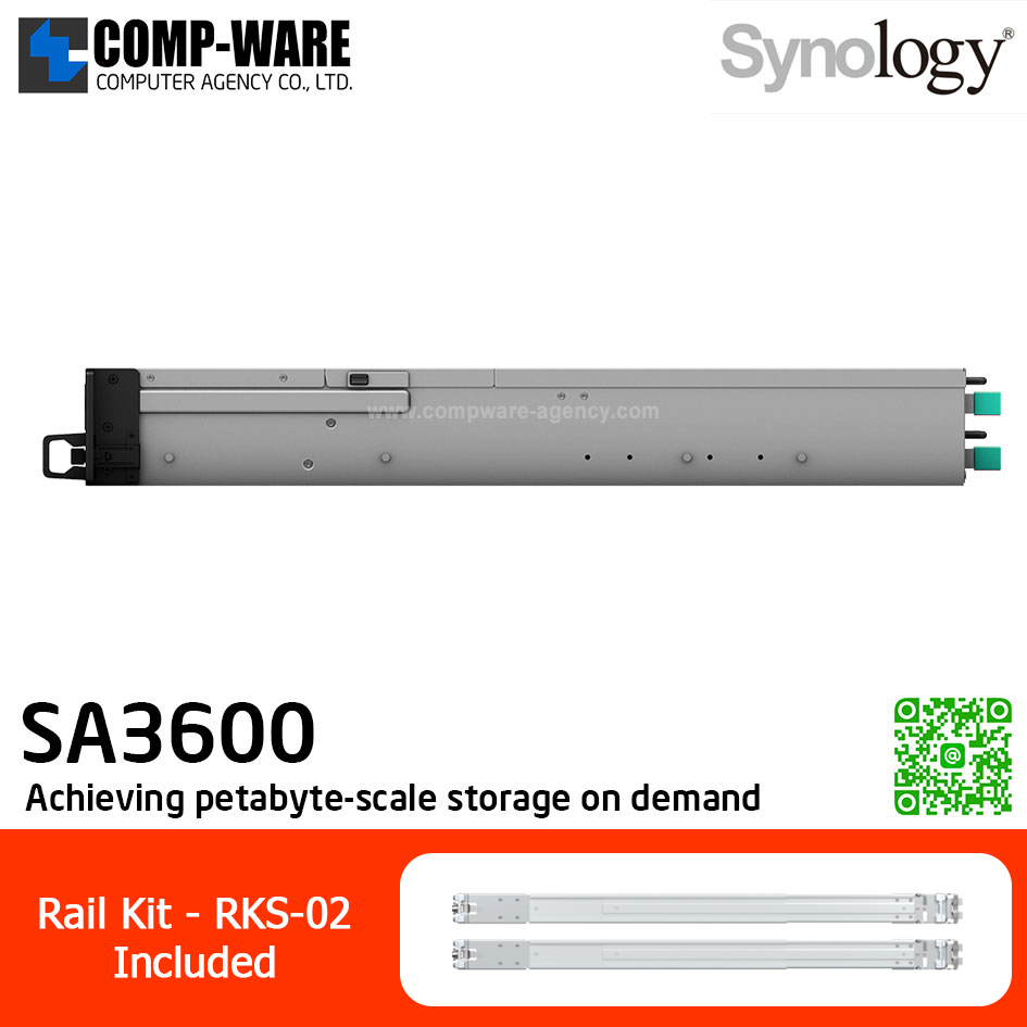 Synology RackStation (2U 12-Bay) SA3600 (16GB ECC RAM up to 128GB) Intel Xeon D-1567 12-Core ,with Rail Kit RKS-02 / No HDD
