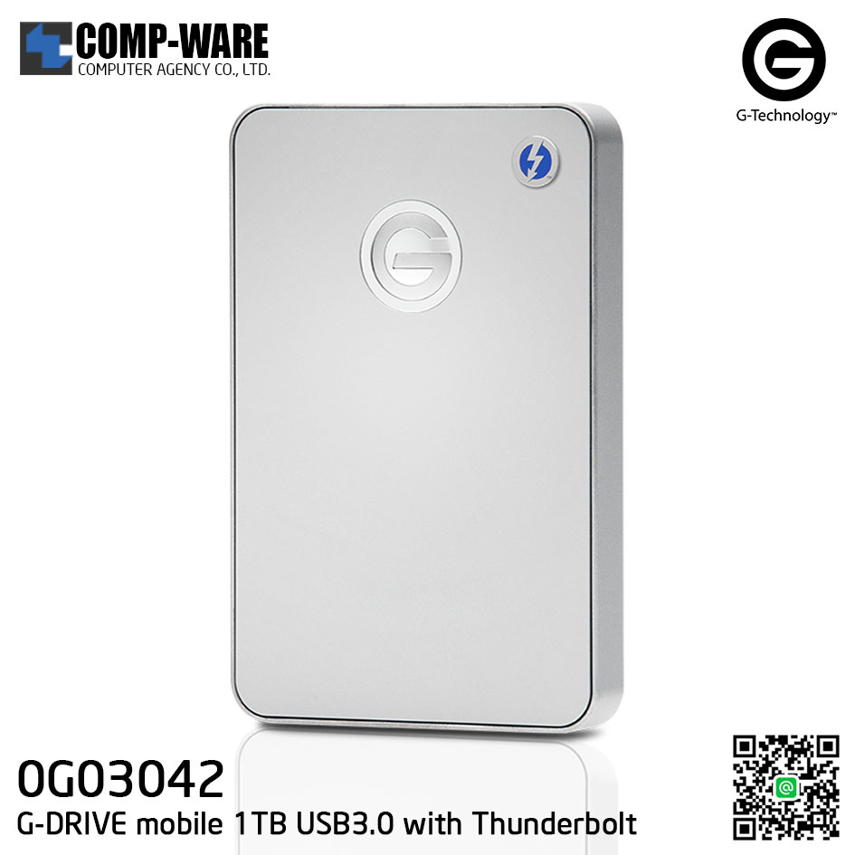 G-Technology G-DRIVE Mobile with Thunderbolt 1TB 7200RPM Portable Hard Drive Silver - 0G03042