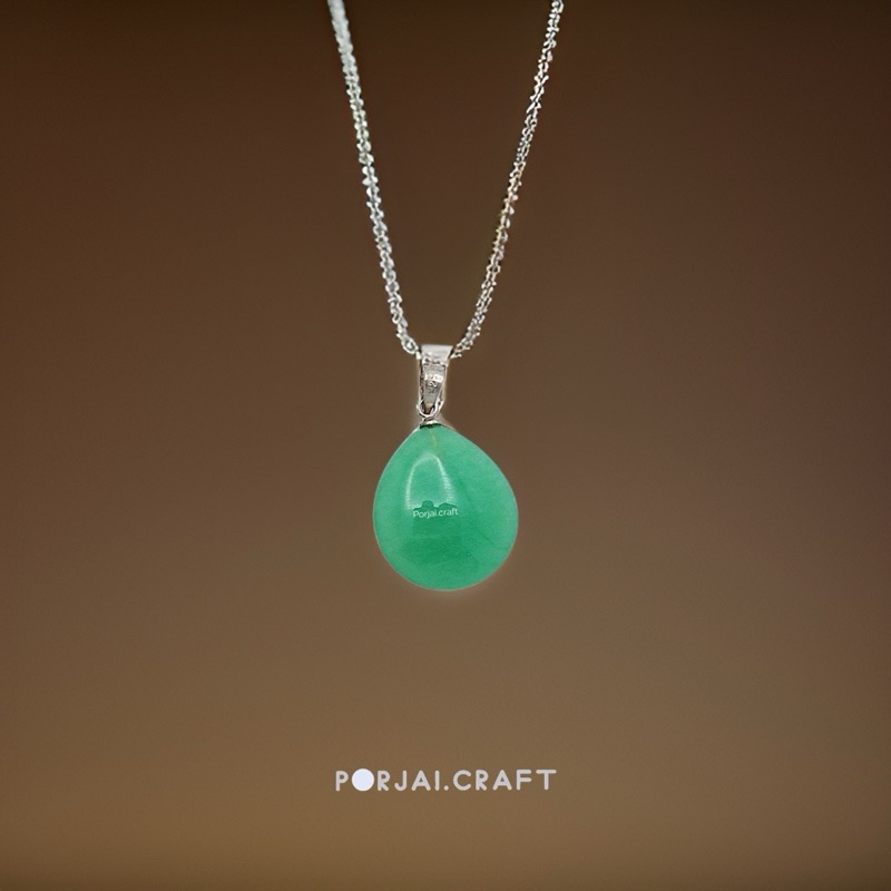 Chrysoprase Tear Drop Pendant จี้คริสโซเพลส 20mm