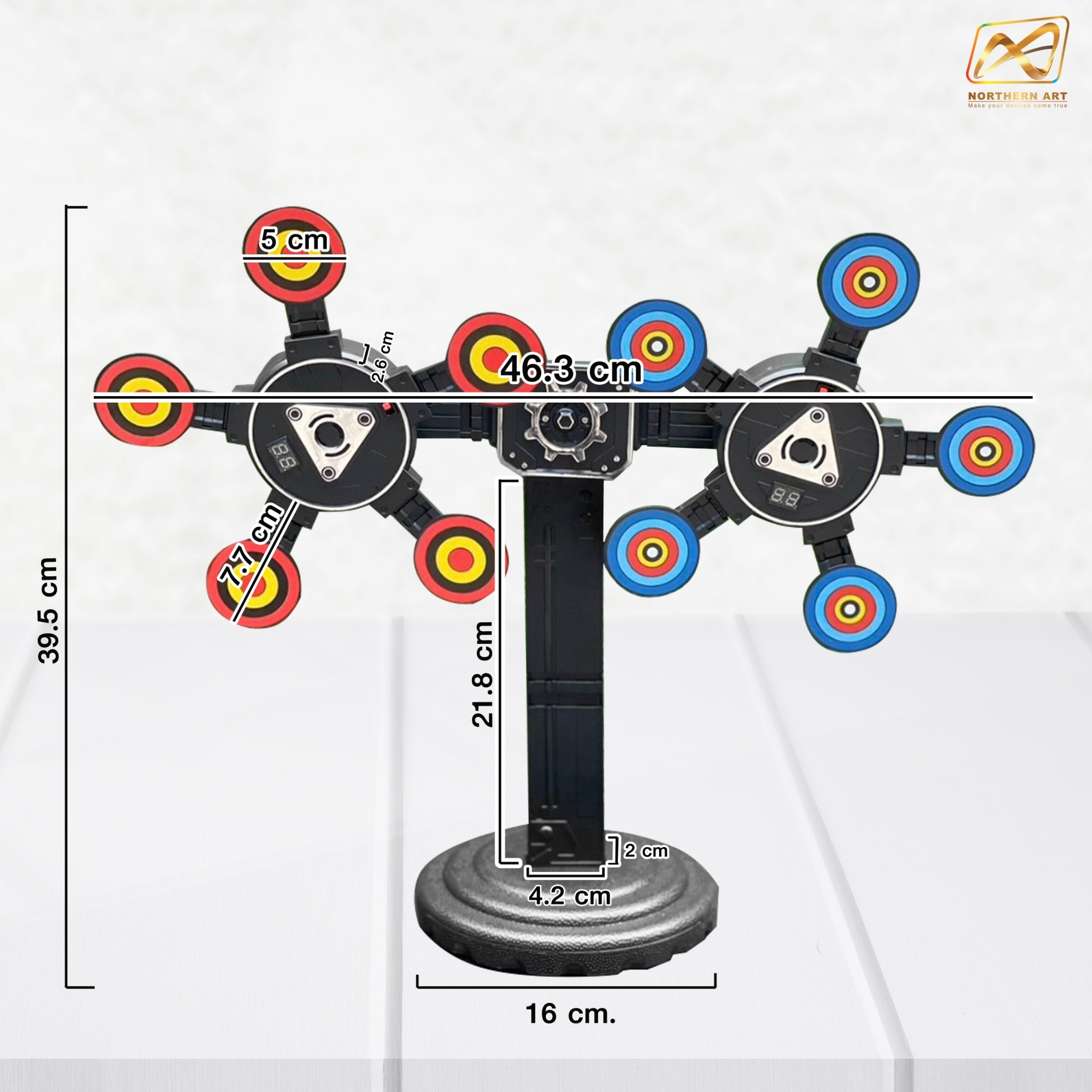 เกมส์ยิงเป้าหมุน เป้าหมุน 360 องศา จำนวน 10 เป้า จอ LED นับคะแนน พร้อมปืนกระสุนโฟม 1 ชุด