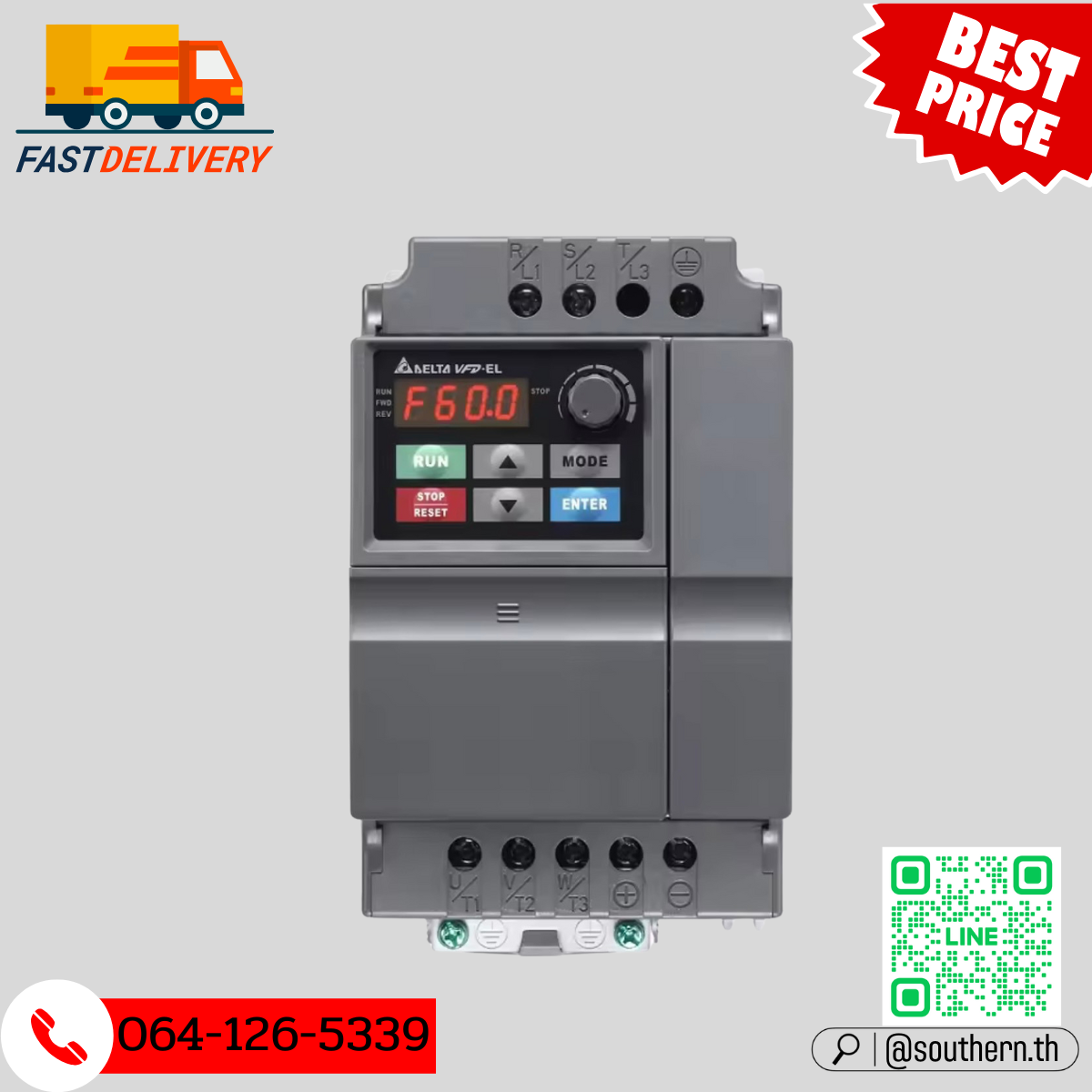 Delta Inverter VFD015EL21A 2HP 1.5kW Input 220V 1-Phase Output 220V 3-Phase