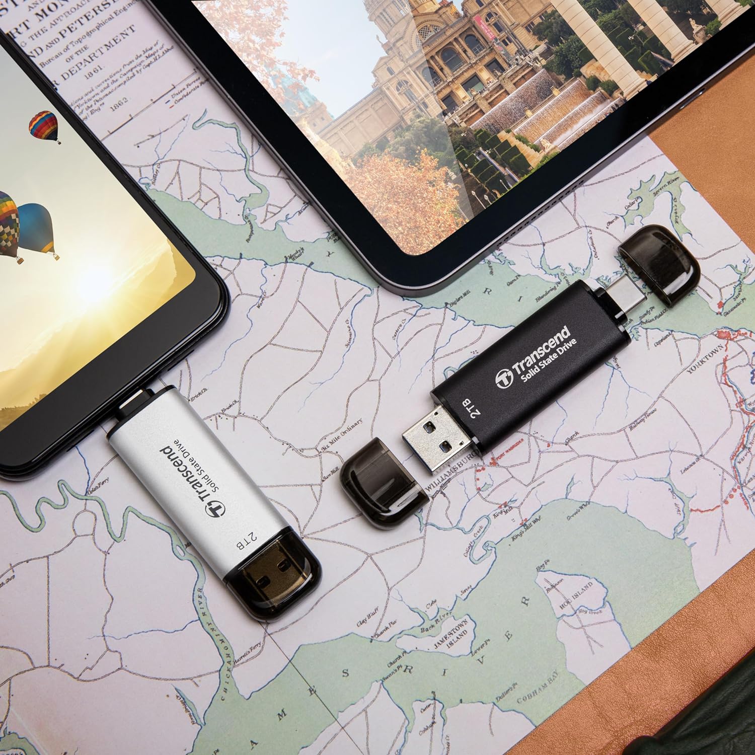 Transcend ESD310C 512GB External SSD , USB 3.1 Gen 2, Type C/A Black , TS512GESD310C - 5Y Warranty - Portable SSD