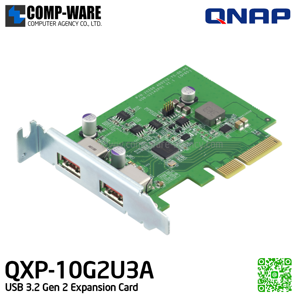 QNAP QXP-10G2U3A USB3.2 PCIe Card Dual-port USB3.2 Gen2 10Gbps PCIe gen2x2 - Spare Part