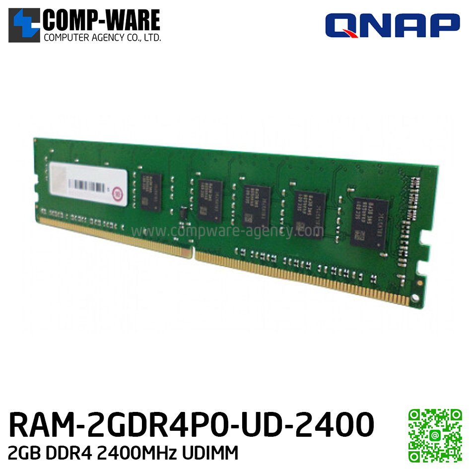 QNAP RAM Module 2GB DDR4 2400MHz UDIMM (1Y Warranty) RAM-2GDR4P0-UD-2400