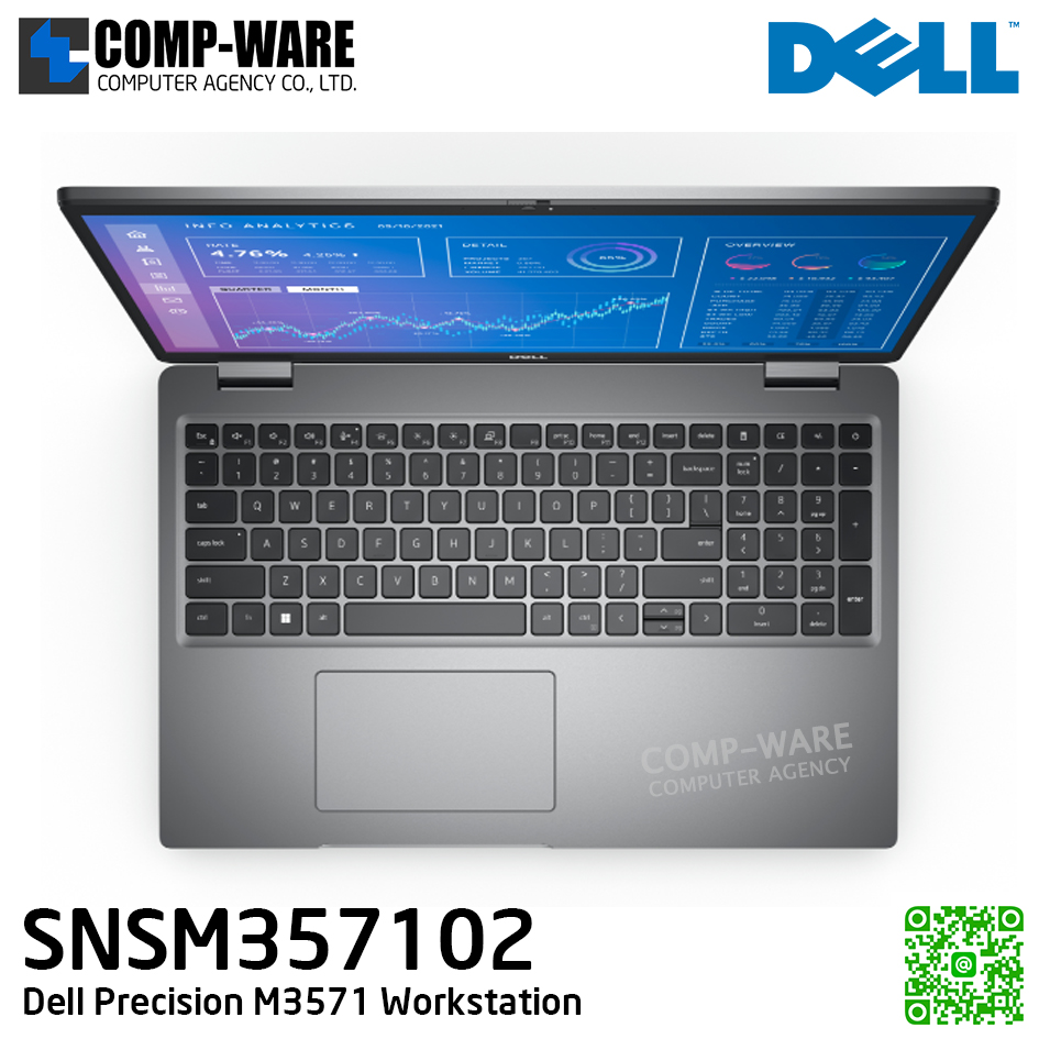 Dell Precision M3571 (SNSM357102) - Intel Core i7-12800H (vPro) / 32GB (1x32GB) / 512GB SSD M.2 + 1TB 7200RPM SATA HDD / NVIDIA T600 (4GB) / 15.6" FHD, 16x9, 1920x1080 / Windows 11 Pro / 3Yr Pro Support