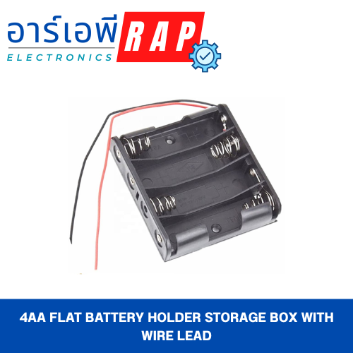 4AA Flat Battery Holder Storage Box with Wire Lead