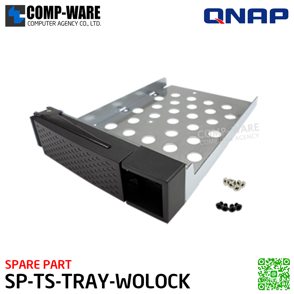 QNAP SP-TS-TRAY-WOLOCK Black HDD tray with black flat head machine screw x6 for 2.5" HDD & silver flat head machine screw x8 for 3.5" HDD - Spare Part - 1Y Warranty