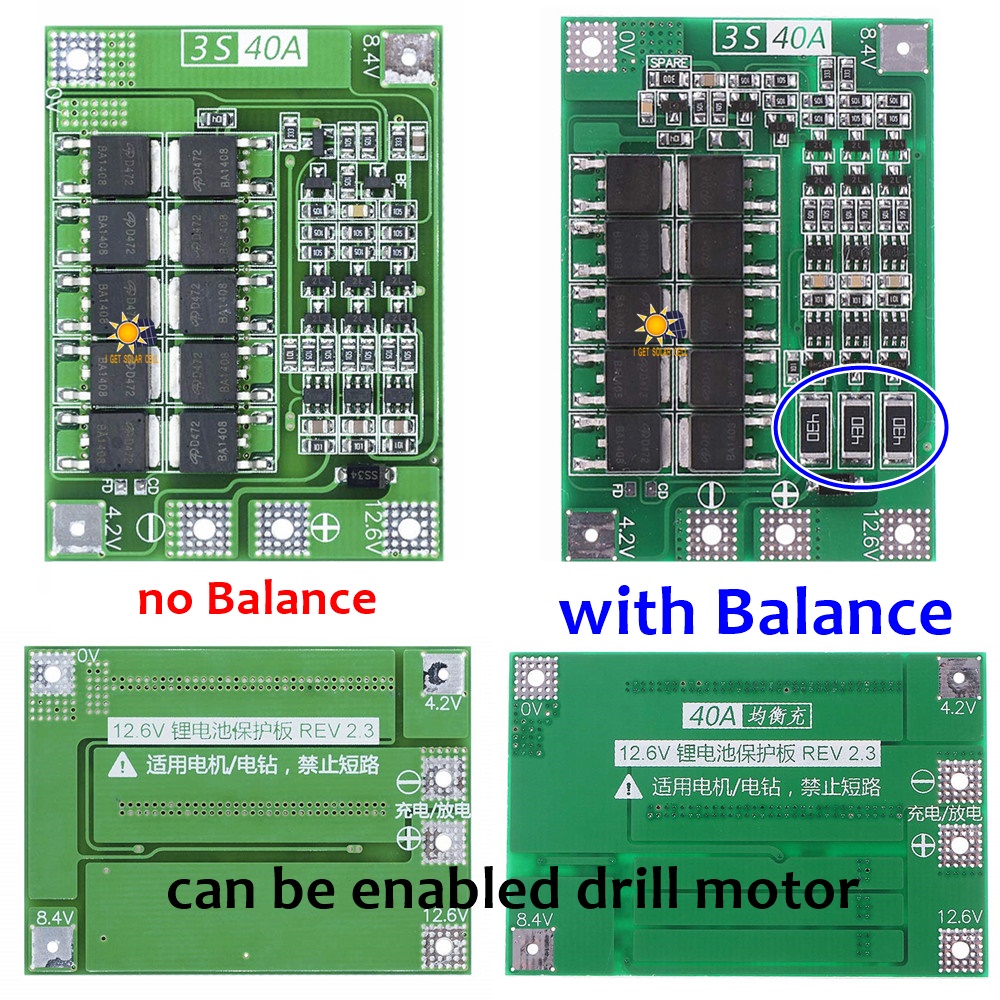 BMS 3S 40A 11.1V 12.6V BMS 18650 25-45A Lithium Li-ion Battery Protection Board w/ balance