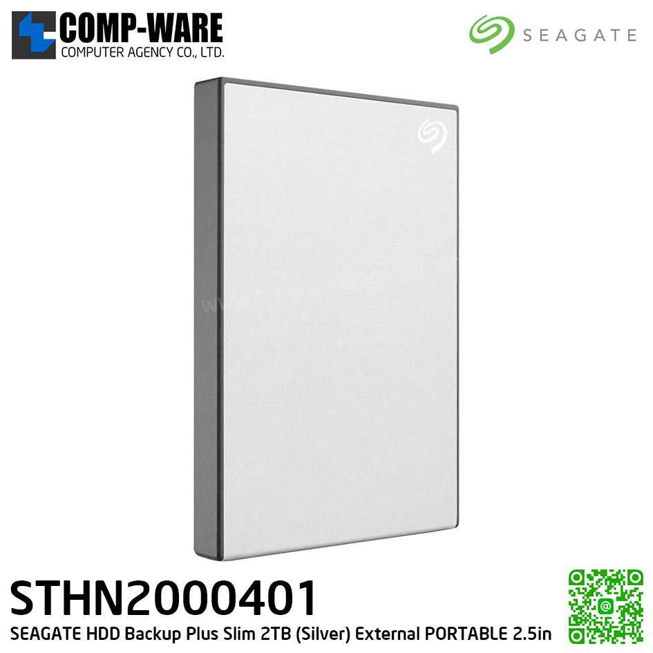 SEAGATE HDD Backup Plus Slim 2TB (SILVER) External HDD PORTABLE 2.5" - STHN2000401
