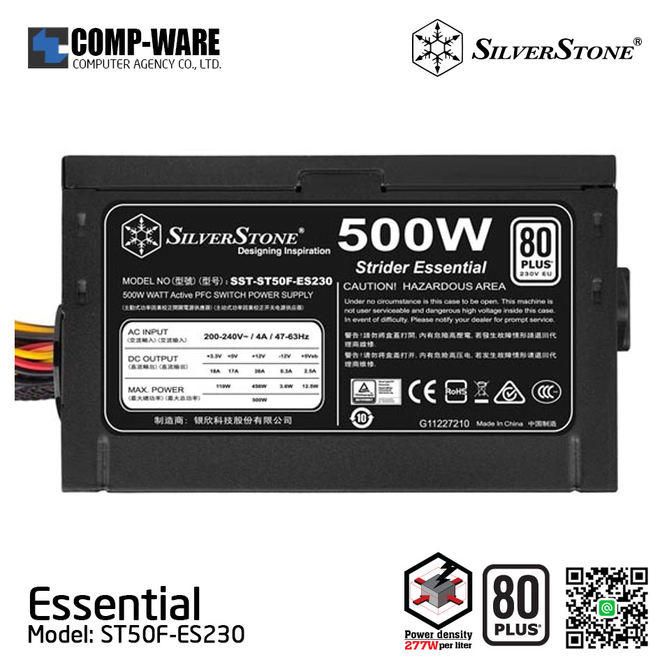 SilverStone Essential ST50F-ES230 500Watt 80Plus ATX Power Supply